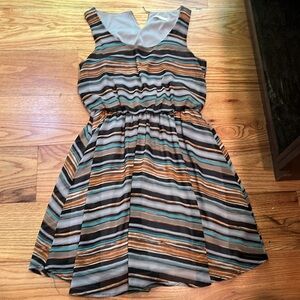 Lush Striped Mini Dress - Black, Brown, Gray